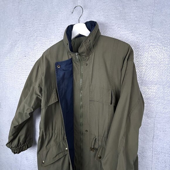 London Fog Field Coat Mens S Green Utility  Vintage Rain Jacket Rollaway Hood - Picture 6 of 16
